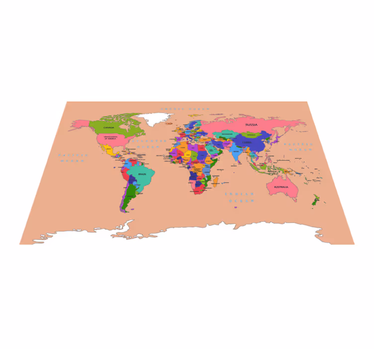 Tapete vinílico de mapa mundial visão geral bege - TenStickers