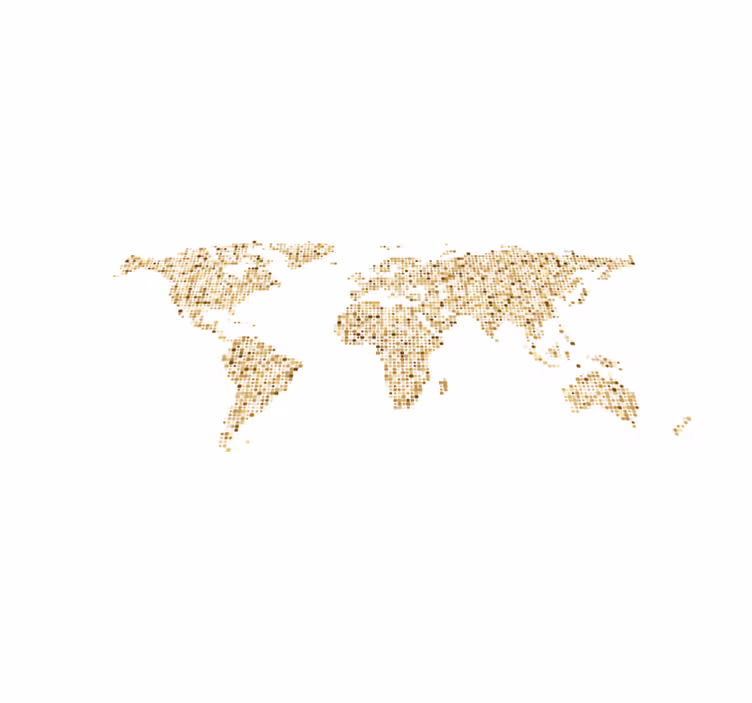 Tapete vinílico de mapa mundial contorno dourado - TenStickers