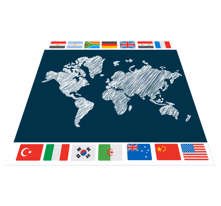 Tapete vinílico de mapa mundial arte do mapa global - TenStickers