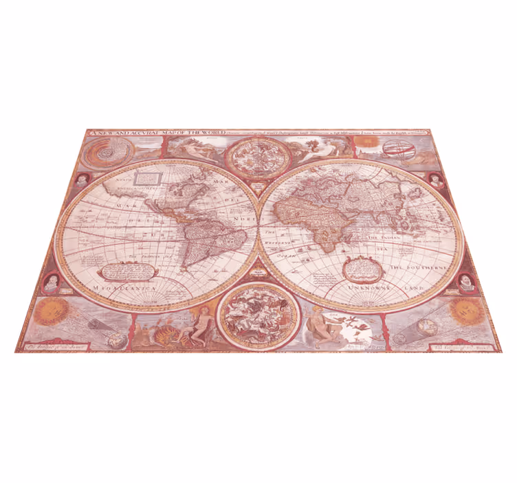 Tapete vinílico de mapa mundial gráfico de globo vintage - TenStickers