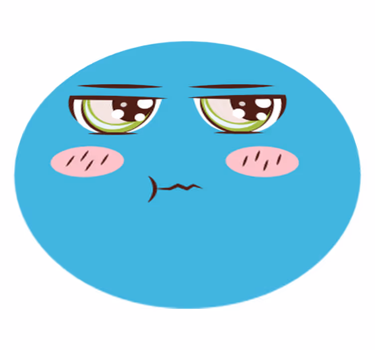 Tapete vinílico redondo rosto triste de desenho animado - TenStickers