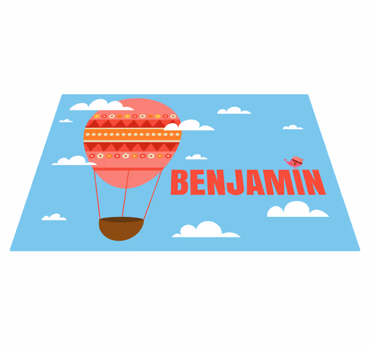 Tapete em vinil infantil balão de ar vermelho com nome - TenStickers