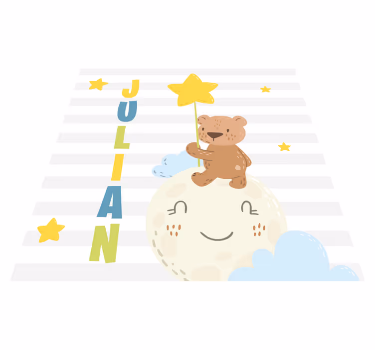 Tapete vinílico com nome urso com estrela - TenStickers