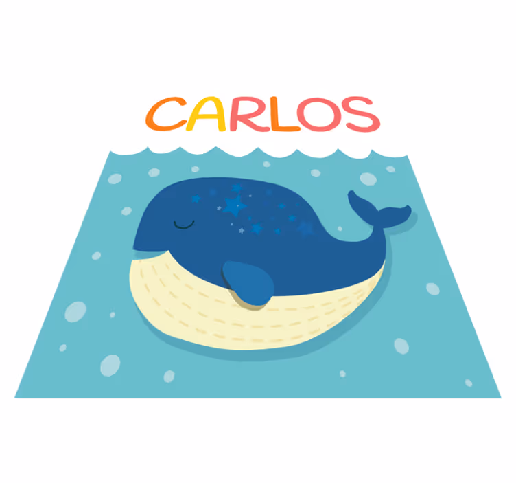Tapete vinílico com nome cena caprichosa de baleia - TenStickers
