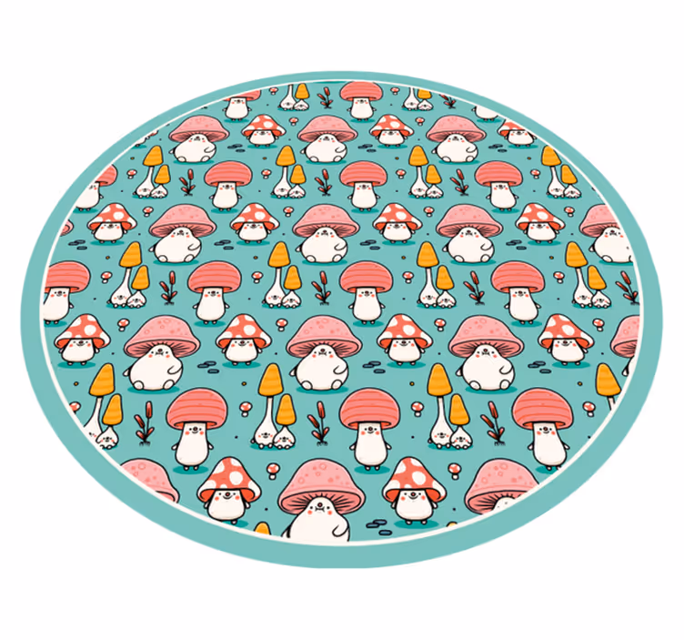 Tapete vinílico natureza adoráveis figuras de cogumelos - TenStickers
