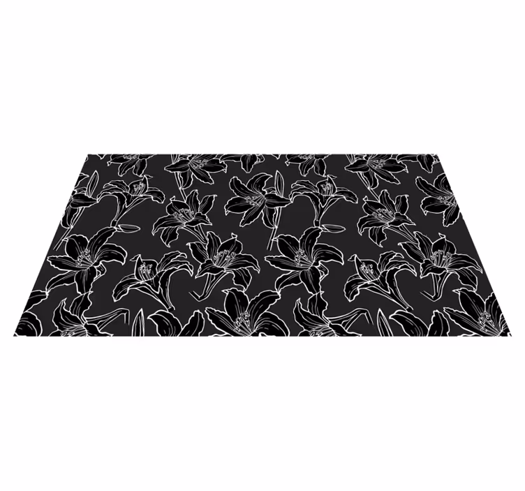 Tapete vinílico flores e plantas arranjo floral preto - TenStickers