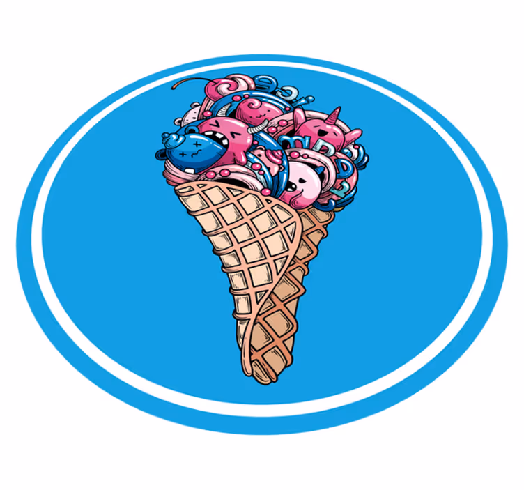 Tapete vinílico redondo delícia de sorvete - TenStickers
