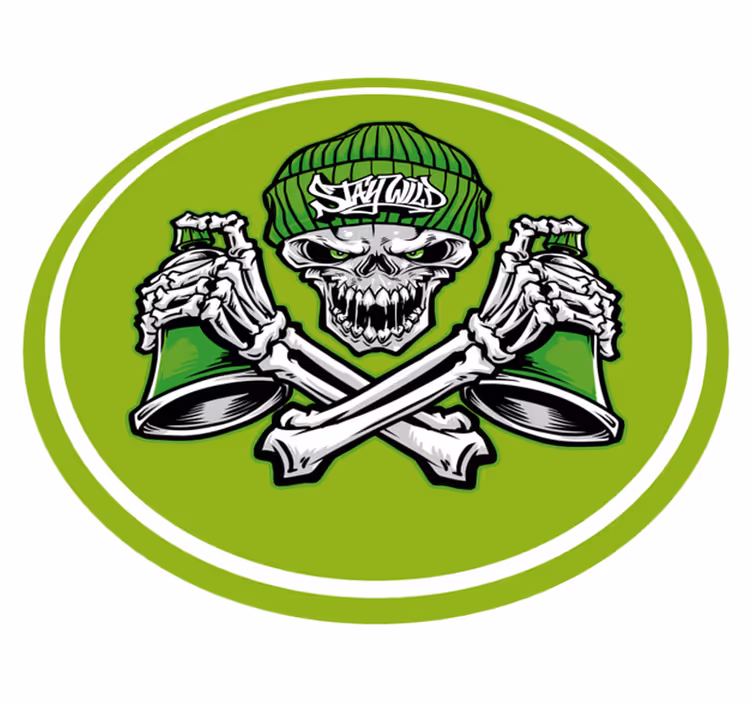 Tapete vinílico redondo caveira e bebidas - TenStickers