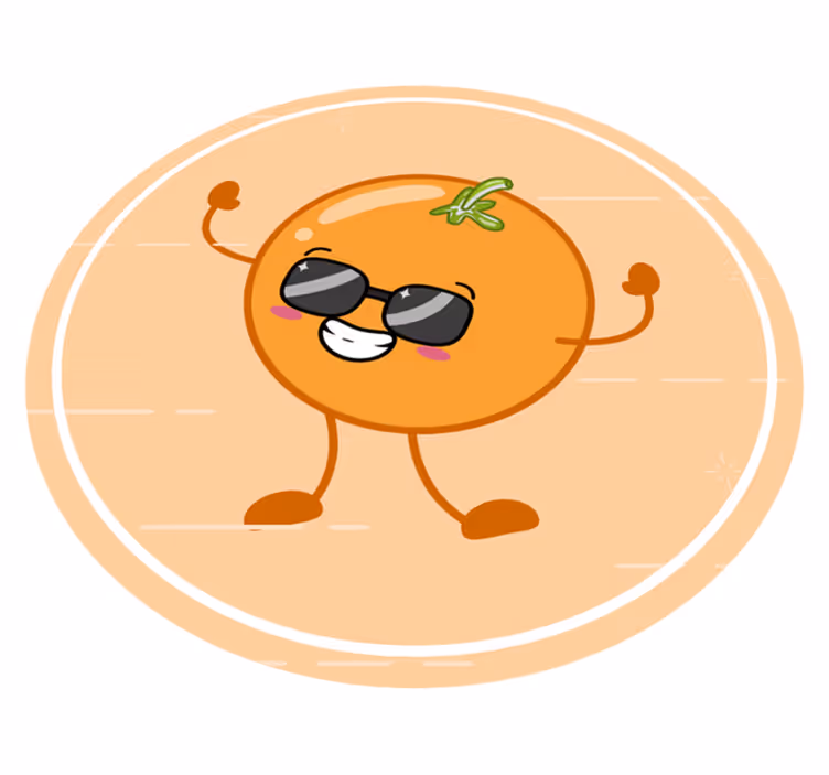Tapete vinílico redondo personagem laranja alegre - TenStickers