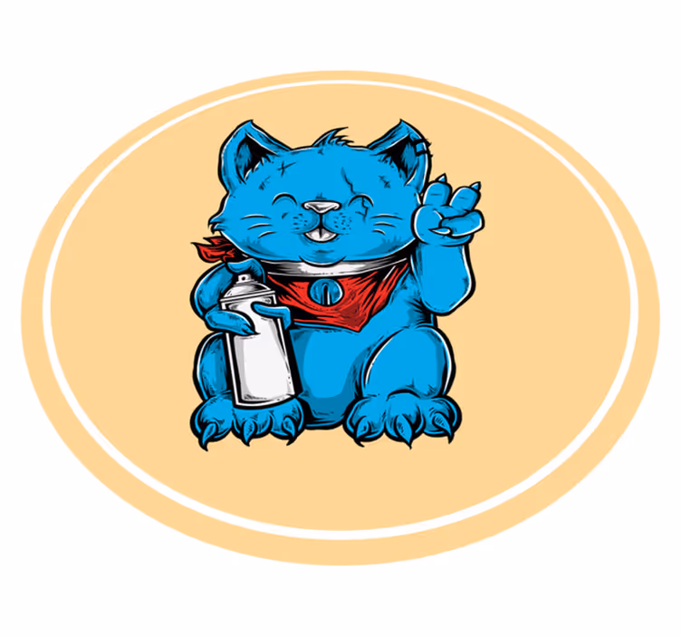 Tapete vinílico de animais gato azul com mamadeira - TenStickers