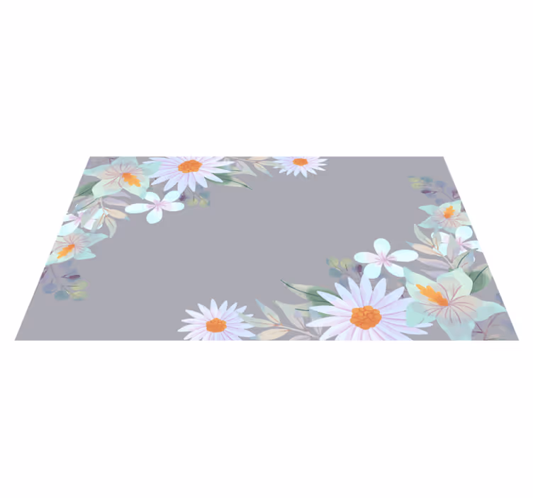 Tapete vinílico flores e plantas design de borda natural - TenStickers