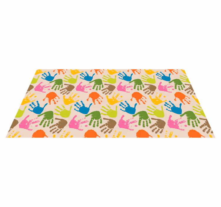 Aquarela com as mãos no tapete infantil de vinil bege - TenStickers