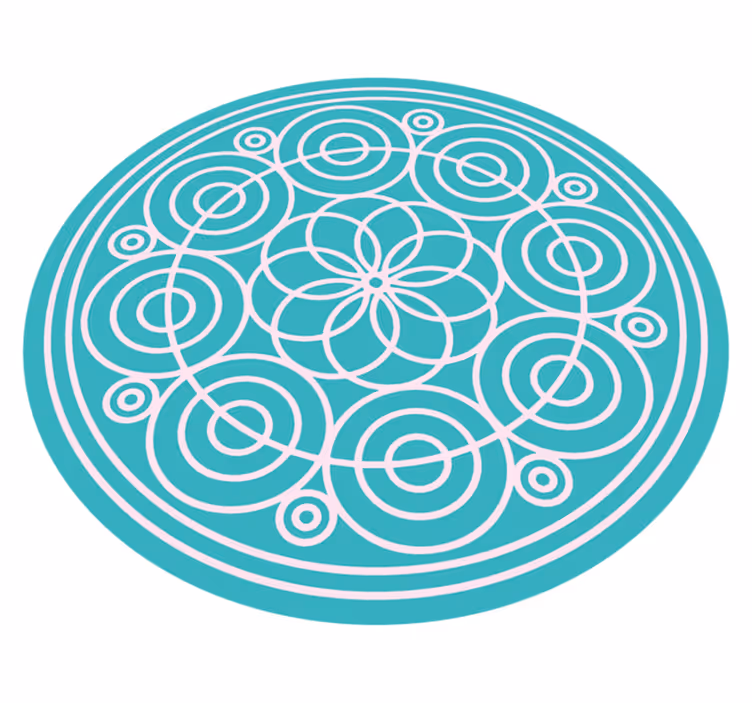 Tapete vinílico de mandala padrão circular turquesa - TenStickers