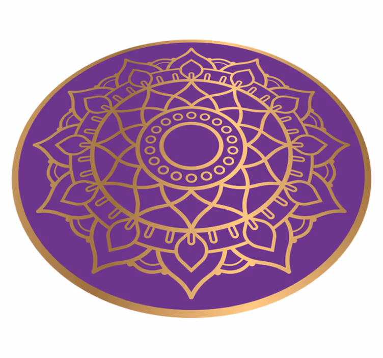Tapete vinílico de mandala motivo roxo e dourado - TenStickers