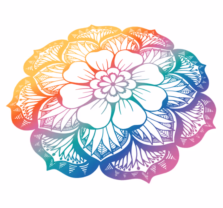 Tapete vinílico de mandala motivo floral colorido - TenStickers