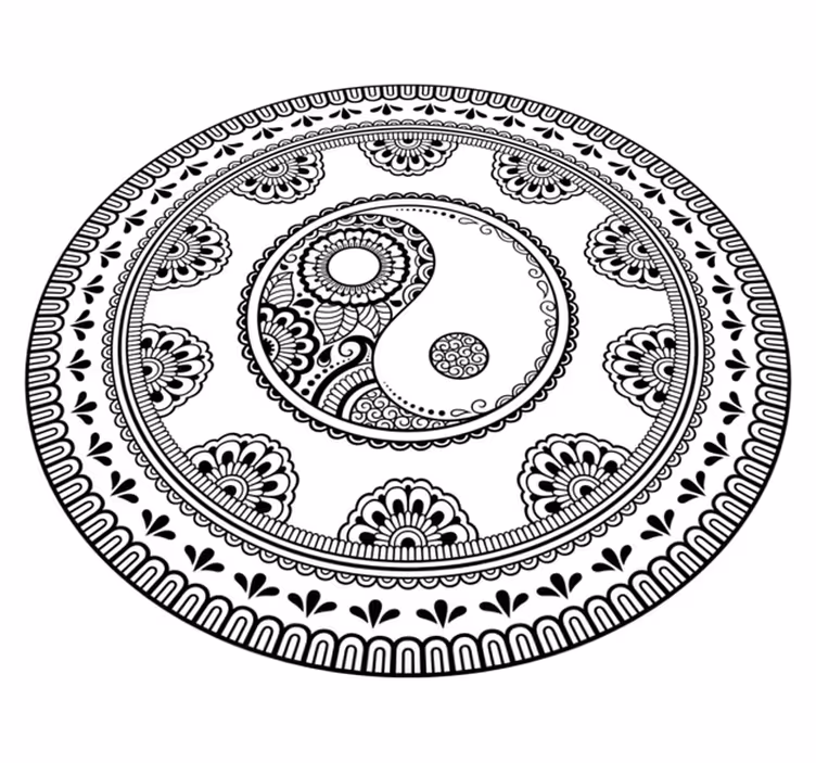 Tapete vinílico de mandala elemento redondo cinza - TenStickers