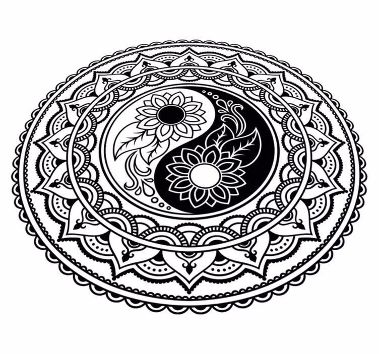 Tapete vinílico de mandala girassóis yin yang - TenStickers