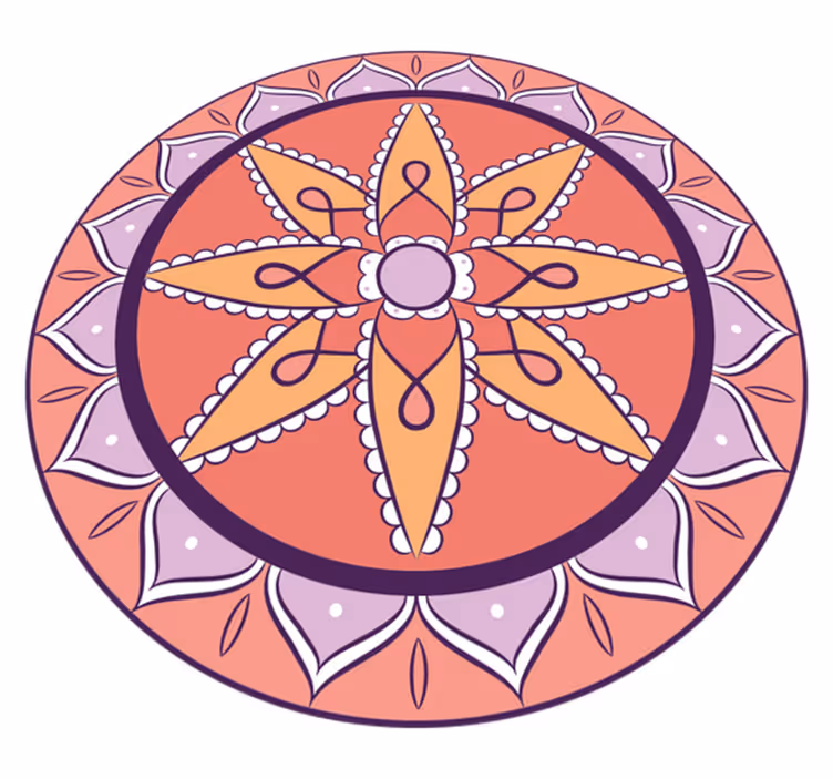 Tapete vinílico de mandala motivo rosa simples - TenStickers