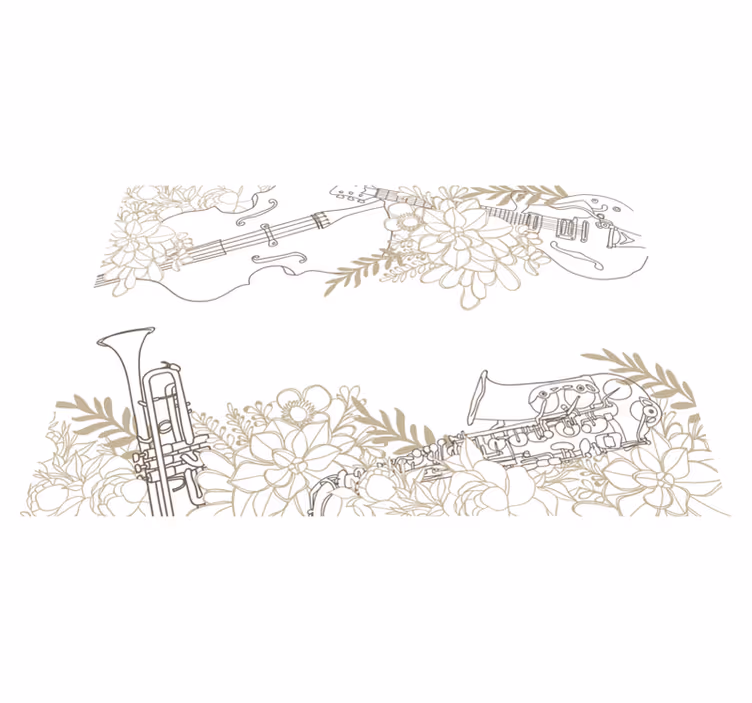 Tapete vinílico flores e plantas arranjo floral musical - TenStickers