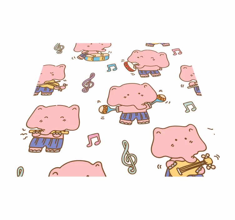 Tapete em vinil infantil tema musical de elefantes - TenStickers