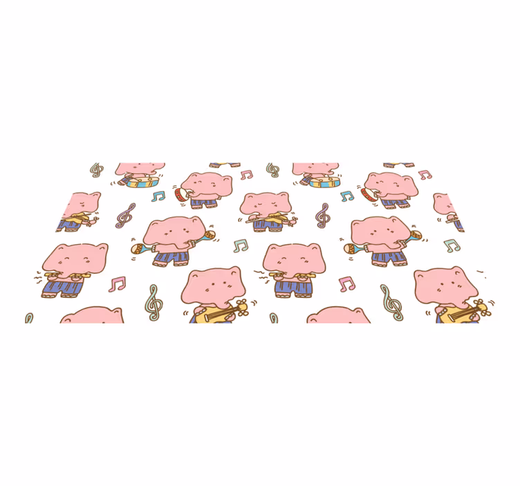 Tapete vinílico infantis músicos elefantes brincalhões - TenStickers
