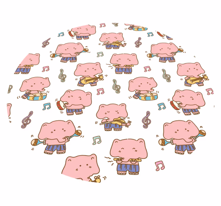 Tapete vinílico de animais diversão musical com elefantes - TenStickers