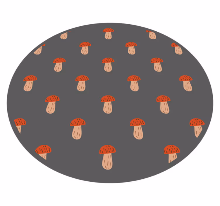 Tapete vinílico cozinha redondo com padrão de cogumelo - TenStickers
