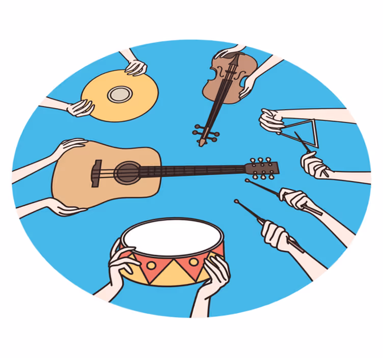 Tapete em vinil infantil motivo de mãos musicais - TenStickers