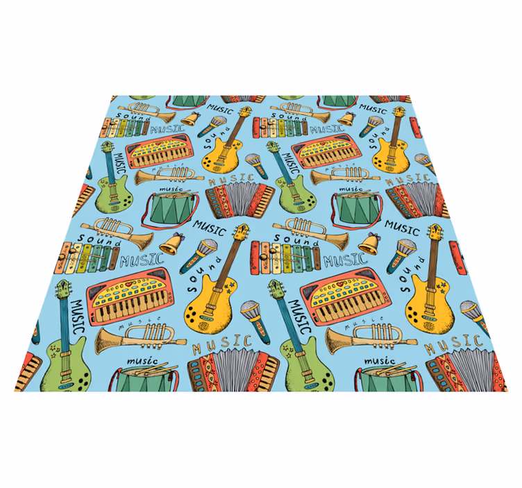 Tapete em vinil infantil instrumentos musicais alegres - TenStickers
