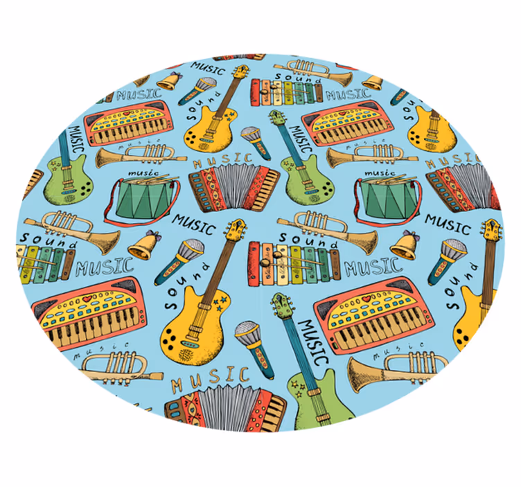 Tapete em vinil infantil diversão com instrumentos musicais - TenStickers