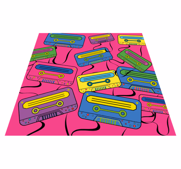 Tapete vinílico juvenil fitas cassete vibrantes - TenStickers