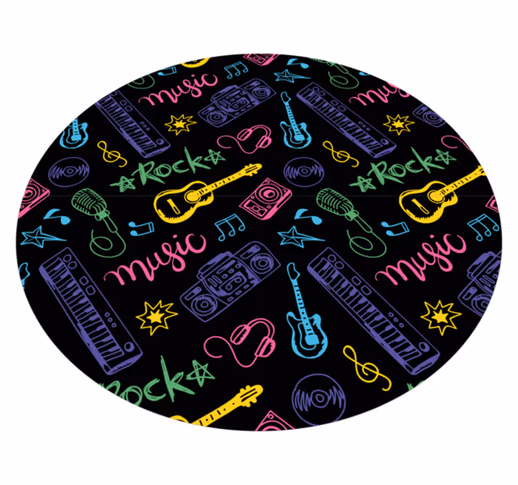 Tapete vinílico juvenil padrão de ícones musicais - TenStickers