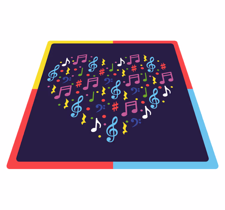 Tapete vinílico juvenil notas musicais coração - TenStickers