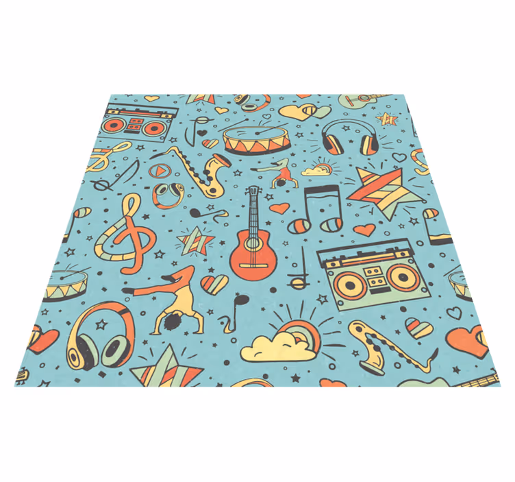 Tapete em vinil infantil símbolos musicais lúdicos - TenStickers