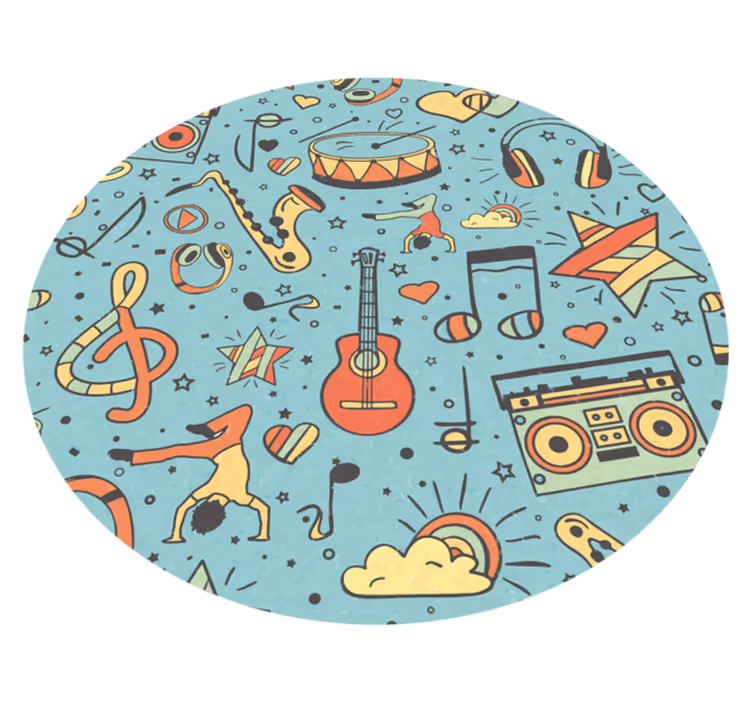 Tapete em vinil infantil tema de notas musicais - TenStickers