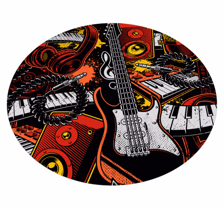 Tapete em vinil infantil caos de instrumentos musicais - TenStickers