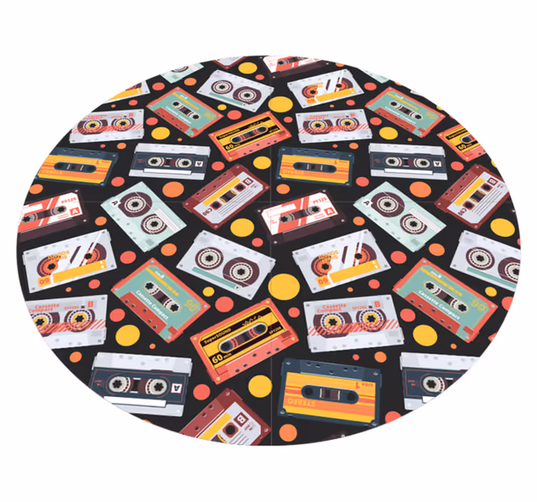 Tapete vinílico vintage com padrão estilo cassete - TenStickers