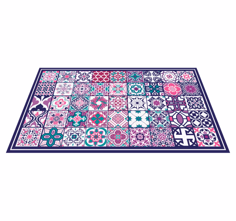 Piso de casa de banhocom padrão de azulejo marroquino rosa - TenStickers