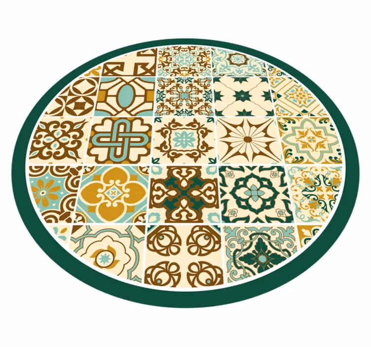 Piso de casa de banhode azulejos espanhóis dourados e verdes - TenStickers