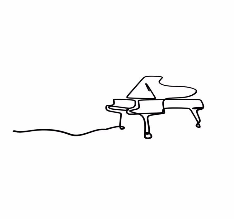 Tapete vinílico moderno ilustração de contorno de piano - TenStickers