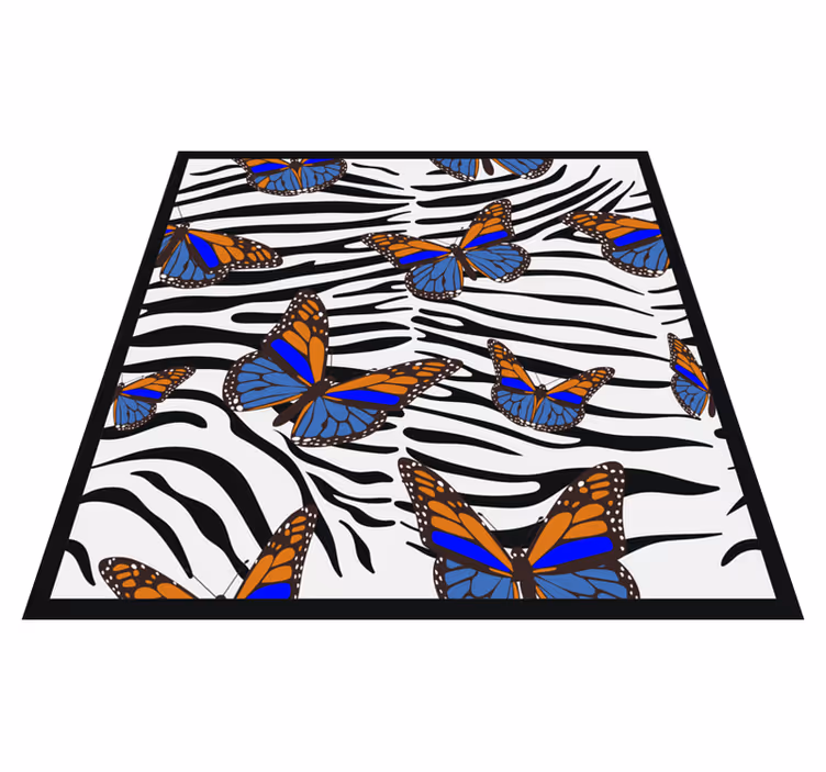 Tapete vinílico estampa de animal padrão de borboleta zebra - TenStickers