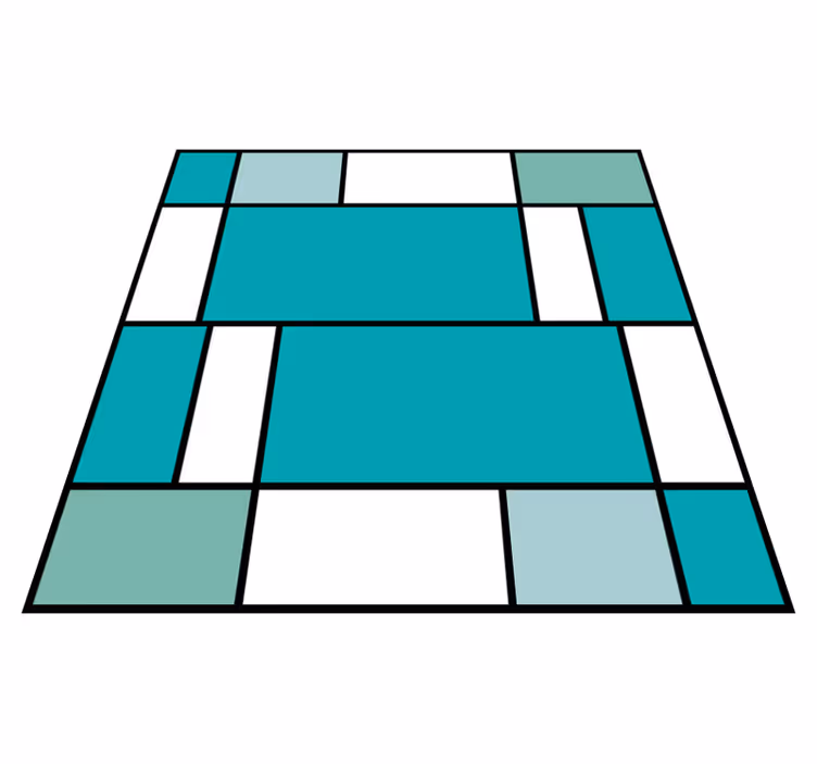 Tapete vinílico geométricas azulejos azuis mondrian - TenStickers