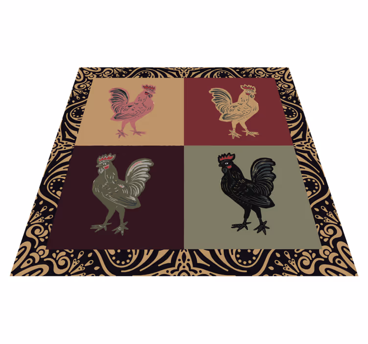 Tapete vinílico de animais galo em azulejos clássicos - TenStickers