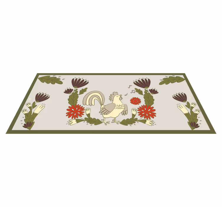 Tapete vinílico de animais galo floral encantador - TenStickers