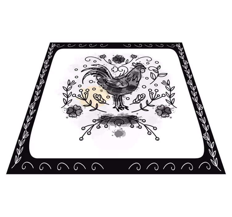 Tapete quadrado de vinil galo preto e branco - TenStickers