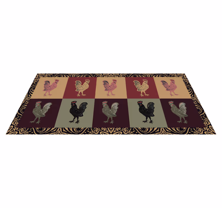 Tapete vinílico de animais padrão de frango colorido - TenStickers