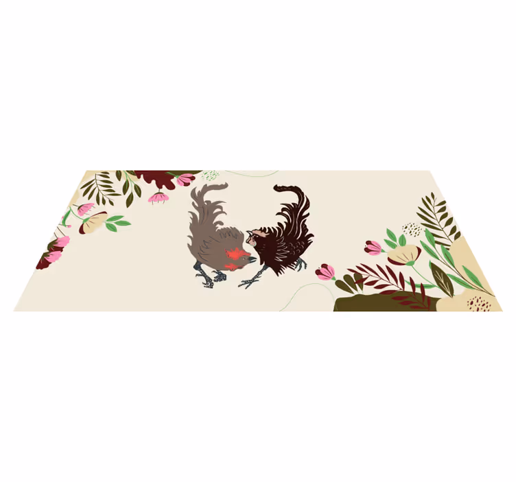 Tapete vinílico de animais cena floral de pombos - TenStickers
