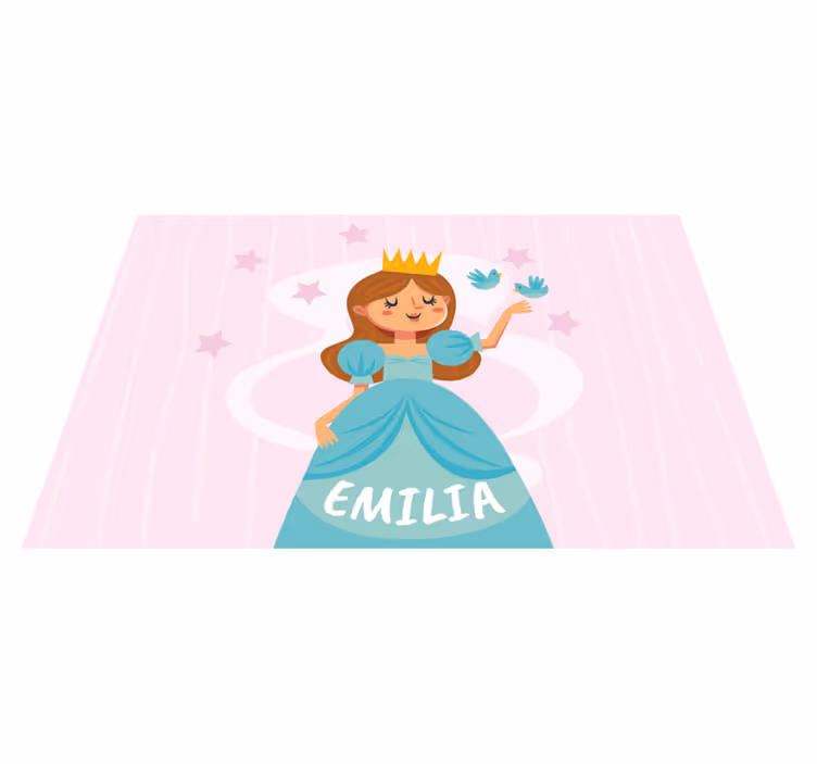 Tapete vinílico com nome design de personagens de princesa - TenStickers