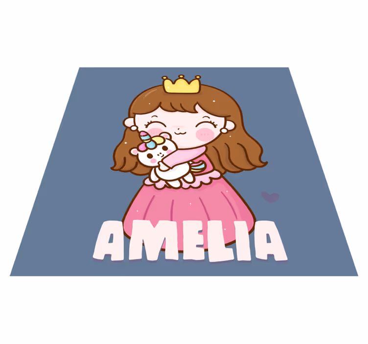 Tapete em vinil infantil princesa abraçando unicórnio - TenStickers