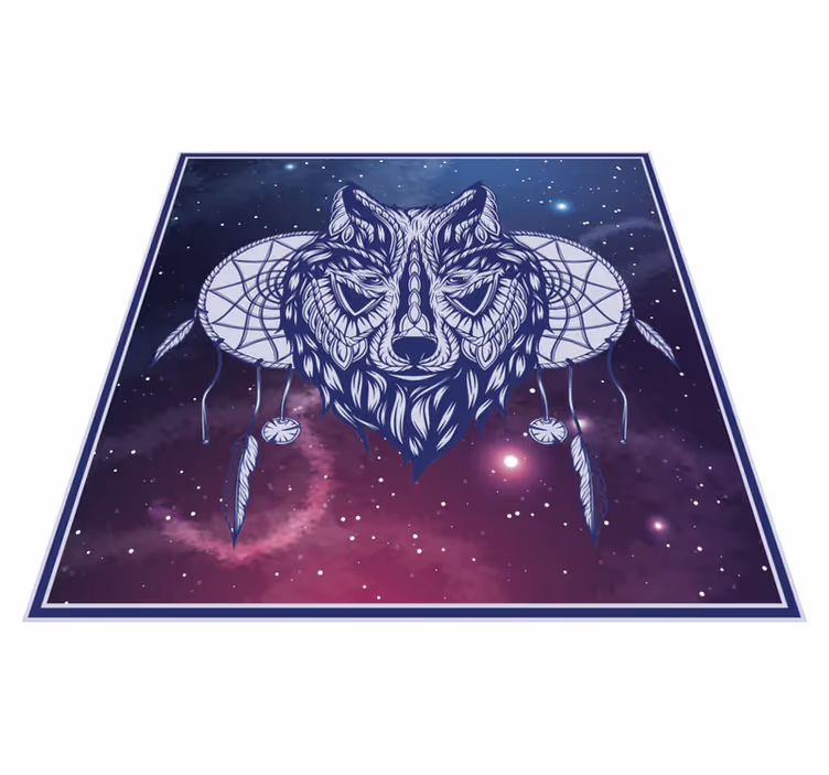 Tapete vinílico quarto motivo de caçador de sonhos de lobo - TenStickers